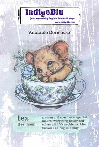 Adorable Dormouse A6 Red Rubber Stamp